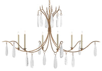 Currey and Company - 9000-0545 - Six Light Chandelier - Marshallia Collection - Rustic Gold/Faux Rock Crystal