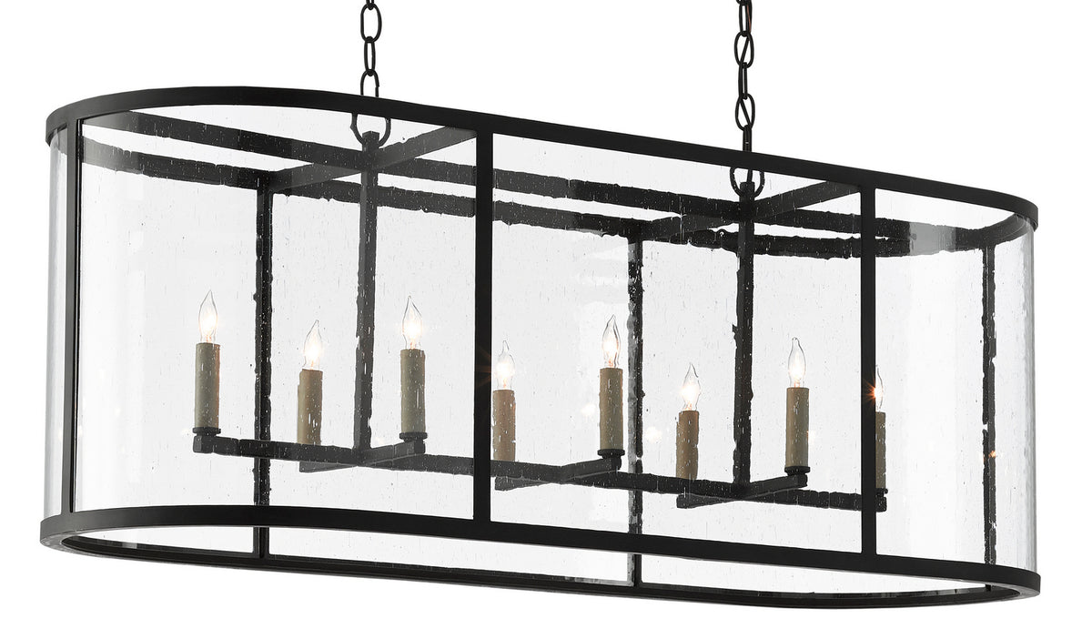 Currey and Company Eight Light Chandelier from the Argand collection in Antique Black finish