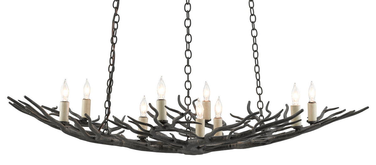 Currey and Company - 9000-0555 - Nine Light Chandelier - Rainforest Collection - Rustic Bronze