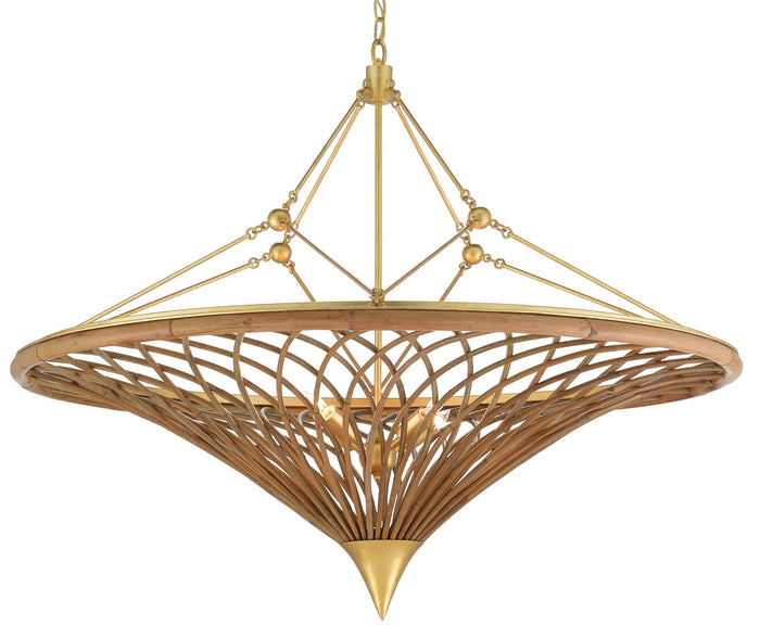 Currey and Company Four Light Chandelier from the Gaborone collection in Natural/Contemporary Gold Leaf finish