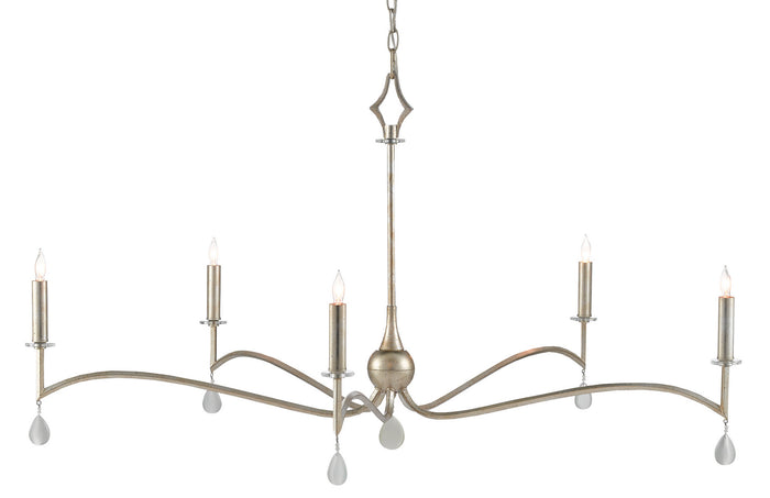 Currey and Company Five Light Chandelier from the Serilana collection in Antique Silver Leaf/Natural finish