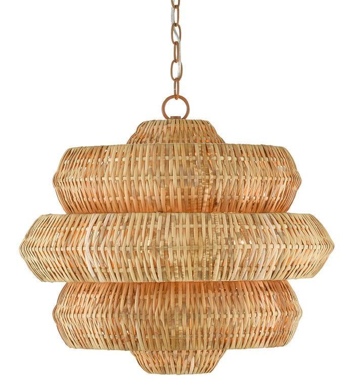 Currey and Company Three Light Chandelier from the Antibes collection in Natural/Khaki finish