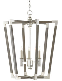 Currey and Company - 9000-0605 - Three Light Chandelier - Bastian Collection - Chateau Gray/Contemporary Silver Leaf