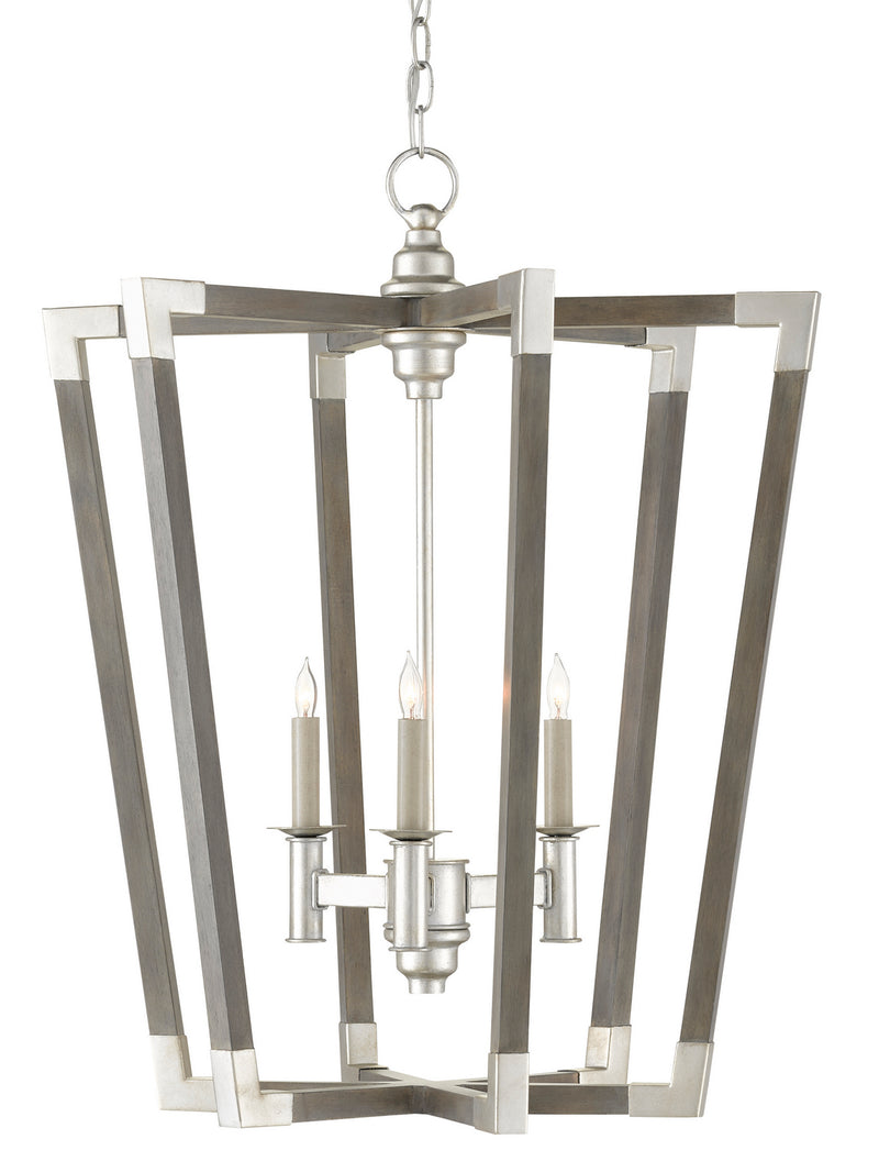 Currey and Company - 9000-0605 - Three Light Chandelier - Bastian Collection - Chateau Gray/Contemporary Silver Leaf