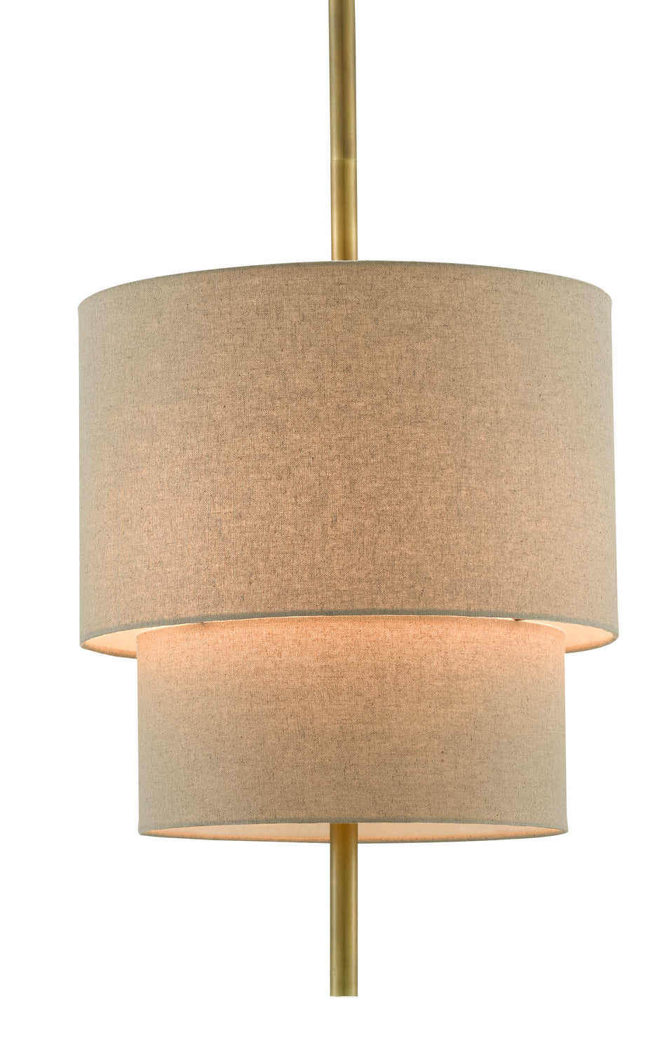 Currey and Company Three Light Chandelier from the Combermere collection in Antique Brass/Linen finish