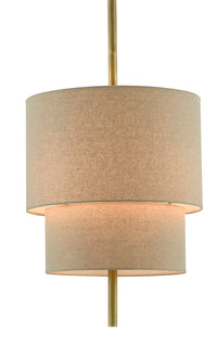 Currey and Company Three Light Chandelier from the Combermere collection in Antique Brass/Linen finish