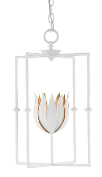 Currey and Company - 9000-0630 - One Light Lantern - Tulipano Collection - Gesso White/Contemporary Gold Leaf