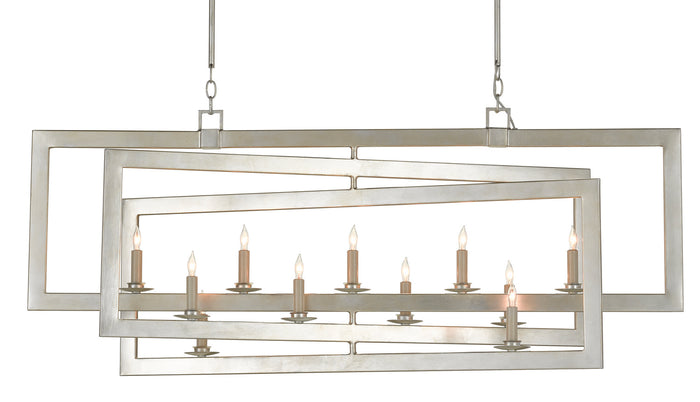 Currey and Company 11 Light Chandelier from the Middleton collection in Contemporary Silver Leaf finish
