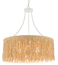 Currey and Company - 9000-0648 - Three Light Chandelier - Samoa - Gesso White/Natural Rope