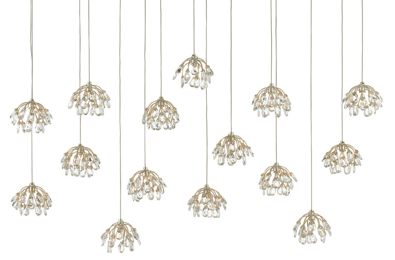Currey and Company - 9000-0671 - 15 Light Pendant - Crystal Bud Collection - Crystal/ Contemporary Silver Leaf