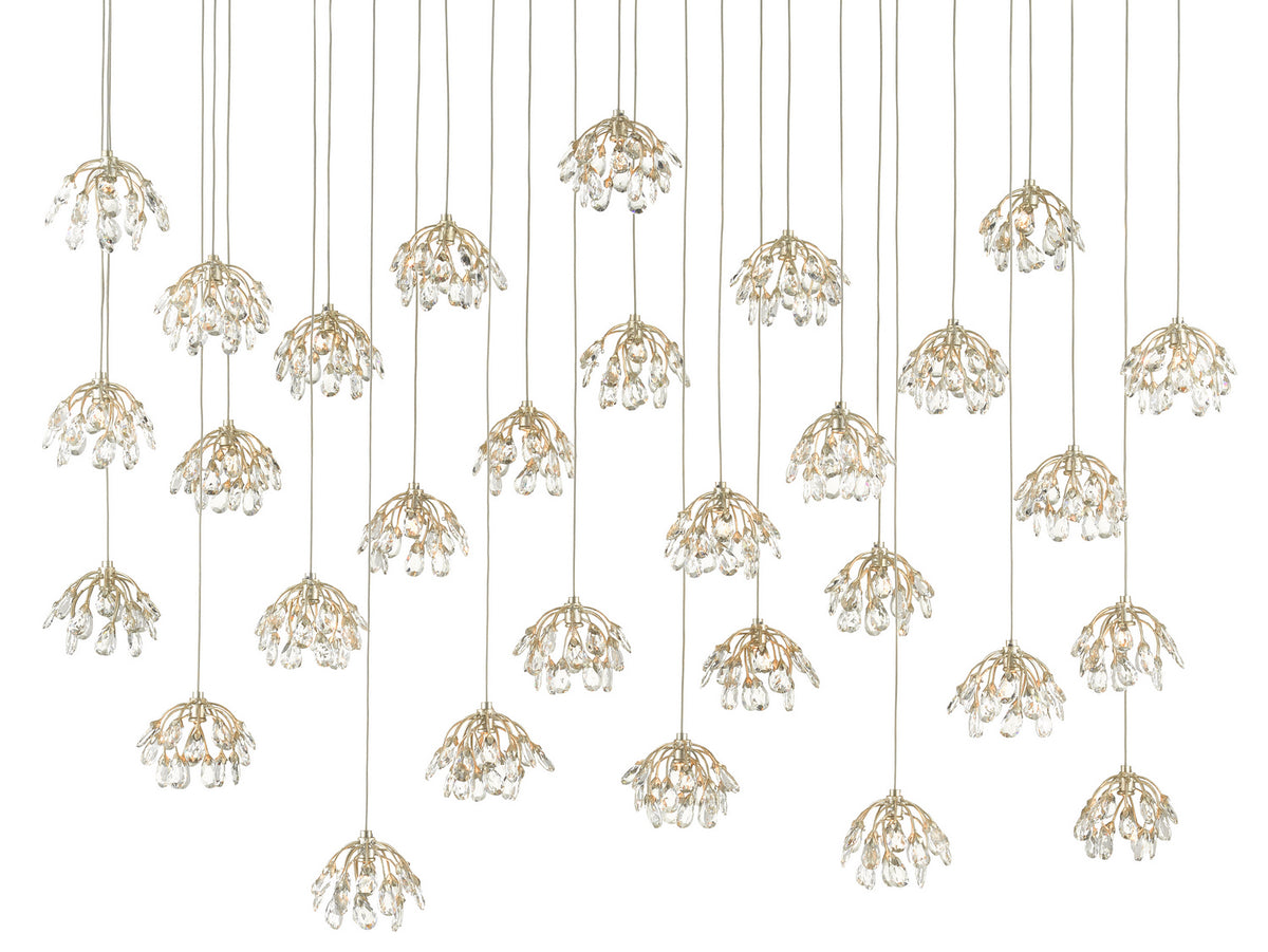 Currey and Company - 9000-0672 - 30 Light Pendant - Crystal Bud Collection - Crystal/ Contemporary Silver Leaf