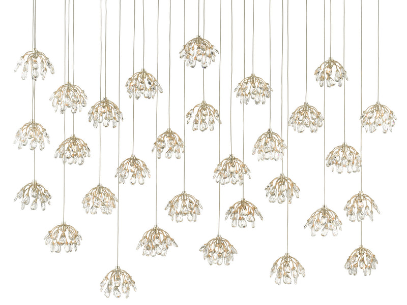 Currey and Company - 9000-0672 - 30 Light Pendant - Crystal Bud Collection - Crystal/ Contemporary Silver Leaf