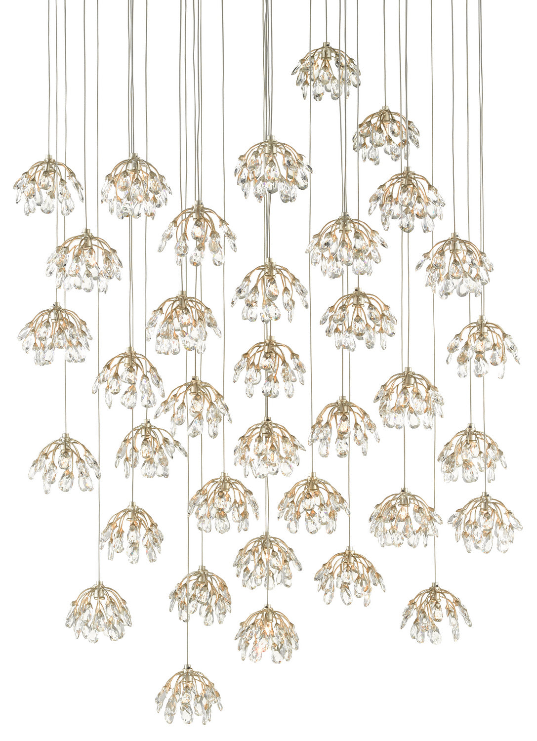 Currey and Company - 9000-0673 - 36 Light Pendant - Crystal Bud Collection - Crystal/ Contemporary Silver Leaf