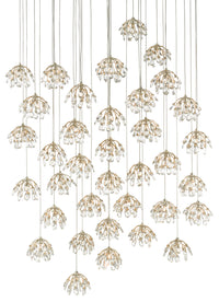 Currey and Company - 9000-0673 - 36 Light Pendant - Crystal Bud Collection - Crystal/ Contemporary Silver Leaf