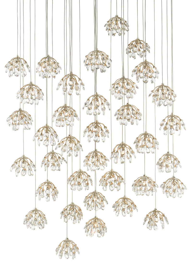 Currey and Company - 9000-0673 - 36 Light Pendant - Crystal Bud Collection - Crystal/ Contemporary Silver Leaf