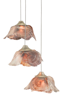 Currey and Company - 9000-0675 - Three Light Pendant - Catrice Collection - Natural Shell/Contemporary Silver Leaf