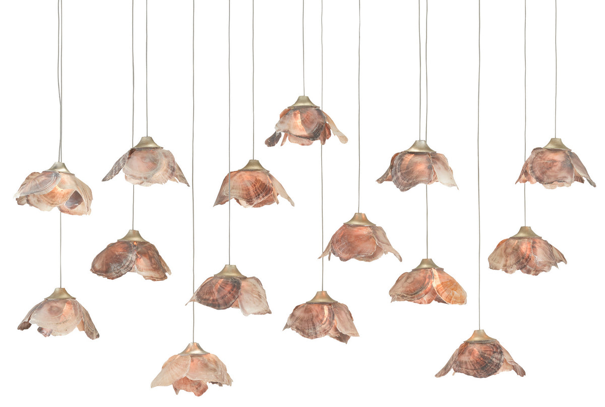 Currey and Company - 9000-0678 - 15 Light Pendant - Catrice Collection - Natural Shell/Contemporary Silver Leaf