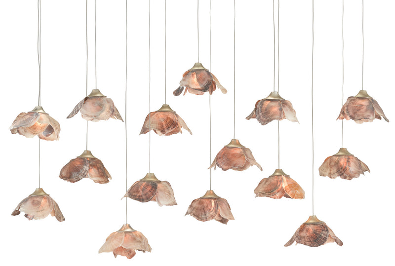 Currey and Company - 9000-0678 - 15 Light Pendant - Catrice Collection - Natural Shell/Contemporary Silver Leaf