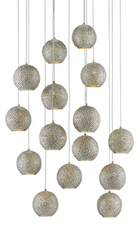 Currey and Company - 9000-0684 - 15 Light Pendant - Giro Collection - Blue/Nickel