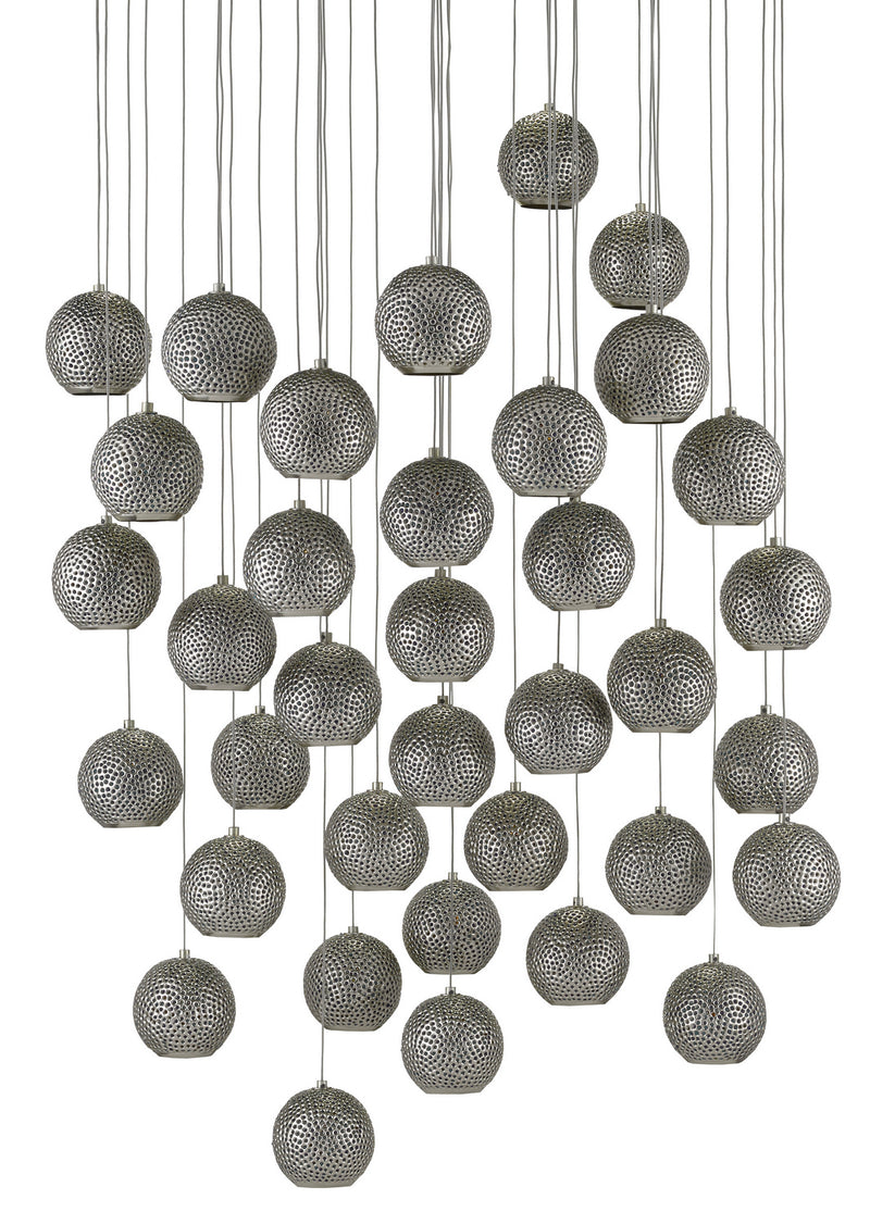 Currey and Company - 9000-0687 - 36 Light Pendant - Giro Collection - Blue/Nickel