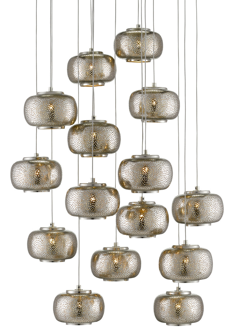 Currey and Company - 9000-0691 - 15 Light Pendant - Pepper Collection - Nickel
