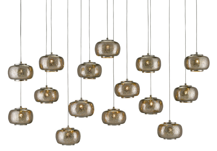 Currey and Company 15 Light Pendant from the Pepper collection in Painted Silver/Nickel finish