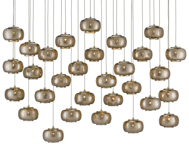 Currey and Company - 9000-0693 - 30 Light Pendant - Pepper Collection - Nickel