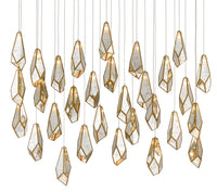 Currey and Company - 9000-0707 - 30 Light Pendant - Glace Collection - Raj Mirror/Antique Brass