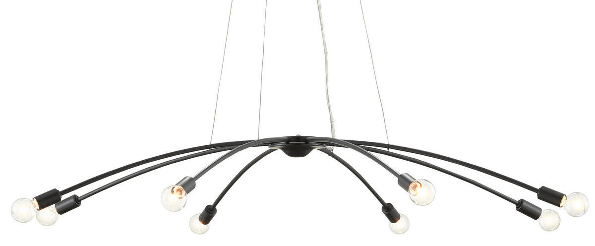 Currey and Company Eight Light Chandelier from the Longaville collection in Satin Black finish