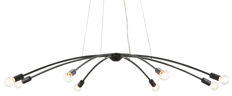 Currey and Company Eight Light Chandelier from the Longaville collection in Satin Black finish