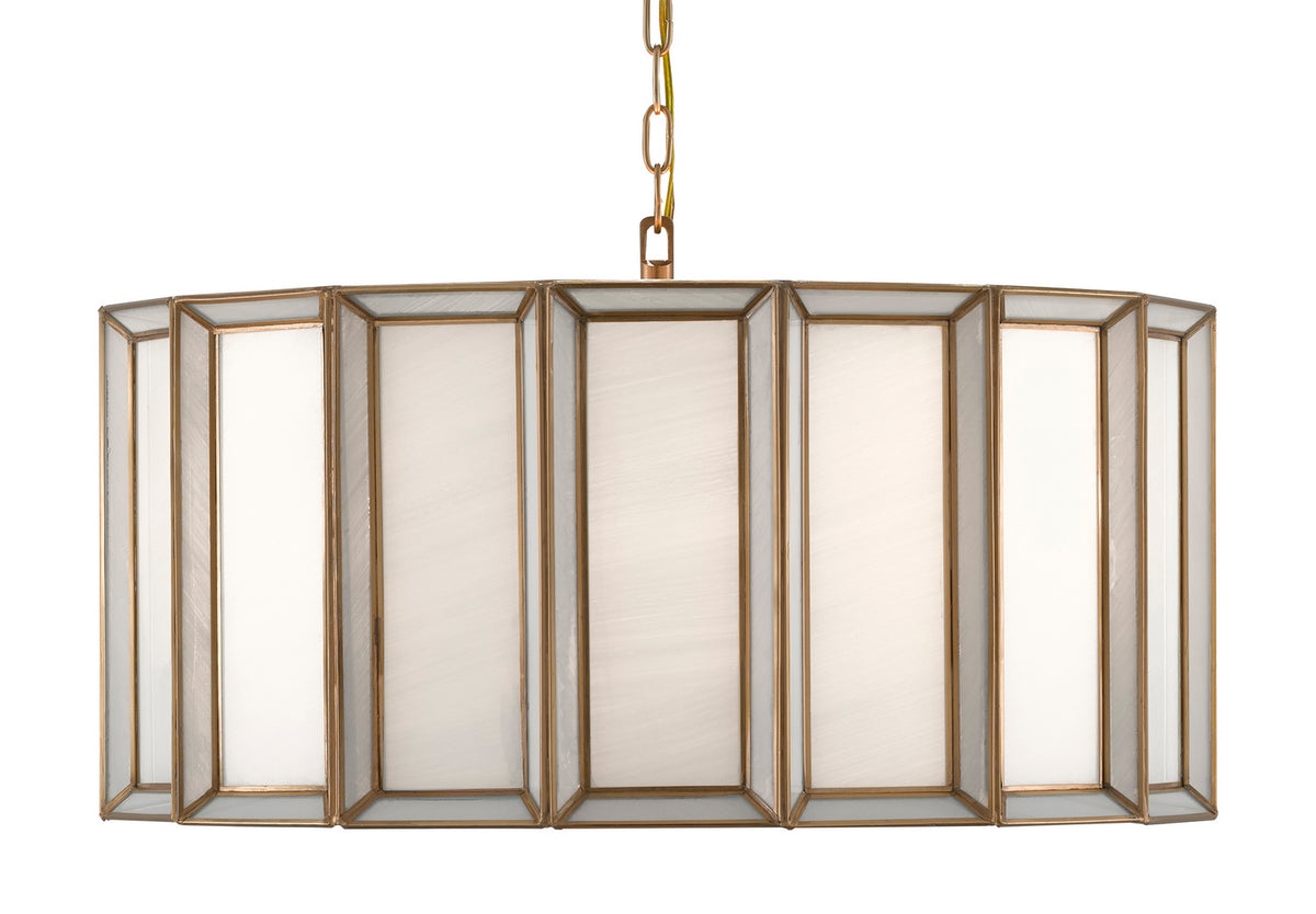 Currey and Company - 9000-0750 - Three Light Pendant - Daze Collection - Antique Brass/White