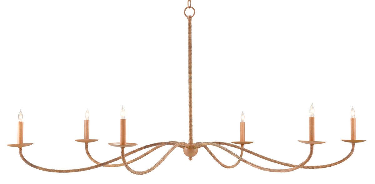 Currey and Company - 9000-0757 - Six Light Chandelier - Saxon Collection - Saddle Tan/Natural