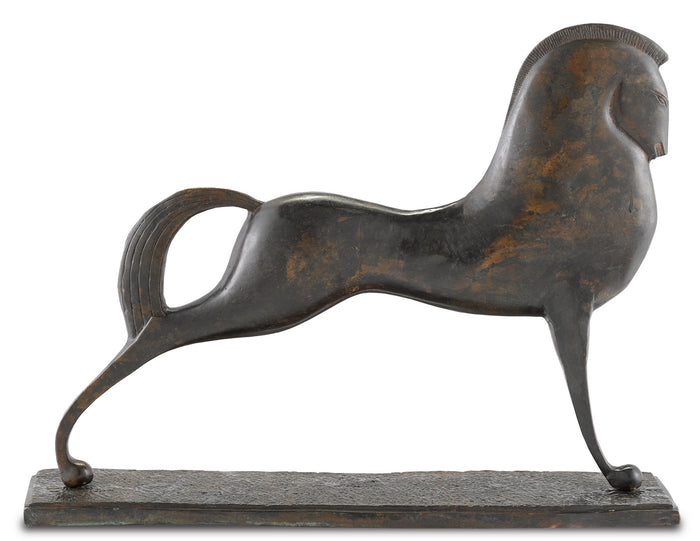 Currey and Company - 1200-0365 - Horse - Assyrian Horse Bronze - Antique Green