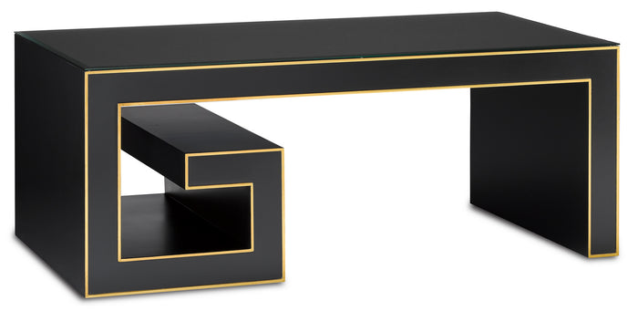 Currey and Company Cocktail Table from the Barry Goralnick collection in Caviar Black/Gold finish