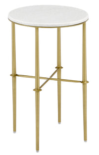 Currey and Company - 3000-0182 - Accent Table - Kira - Brass/White