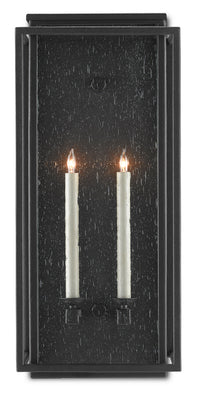 Currey and Company - 5500-0041 - Two Light Outdoor Wall Sconce - Wright - Midnight Black/Clear Seeded