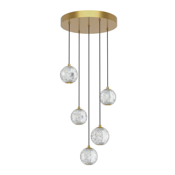 Alora LED Pendant from the Marni collection in Natural Brass|Polished Nickel finish