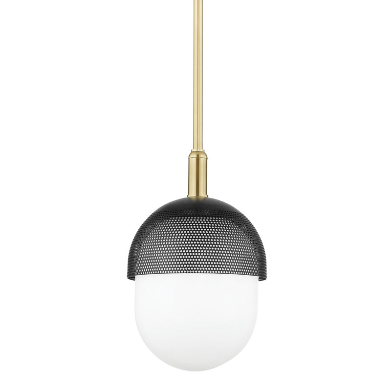 Hudson Valley One Light Pendant from the Nyack collection in Aged Brass/Black finish