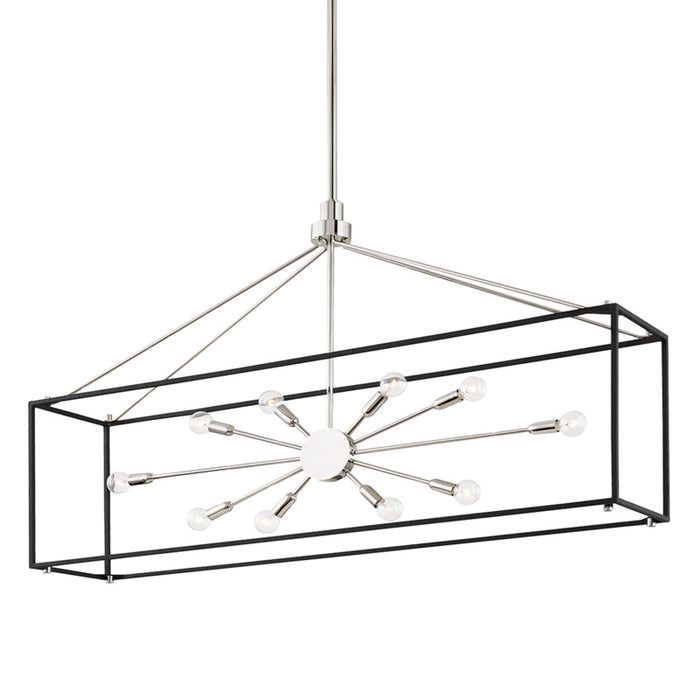 Hudson Valley Ten Light Island Pendant from the Glendale collection in Polished Nickel/Black finish
