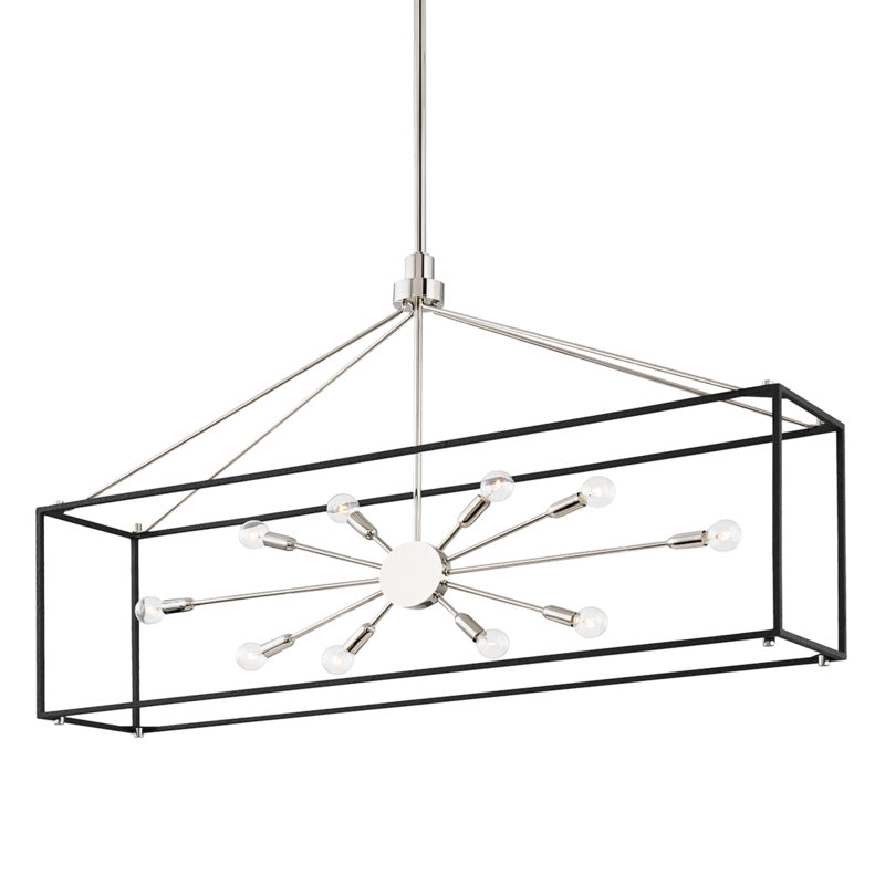 Hudson Valley - 8948-PN/BK - Ten Light Island Pendant - Glendale - Polished Nickel