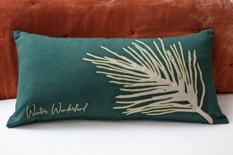 Design Shop Dark-Green Terran Pillow Case, 24"x 12".