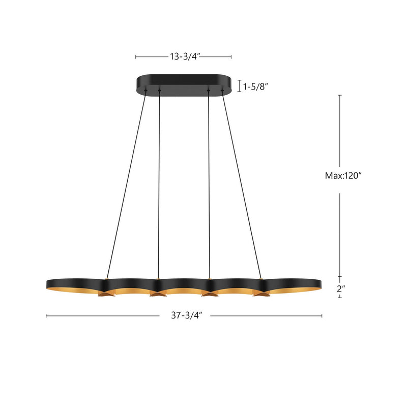 Kuzco Lighting - LP90838-BK/GD - LED Island Pendant - Maestro - Black/Gold