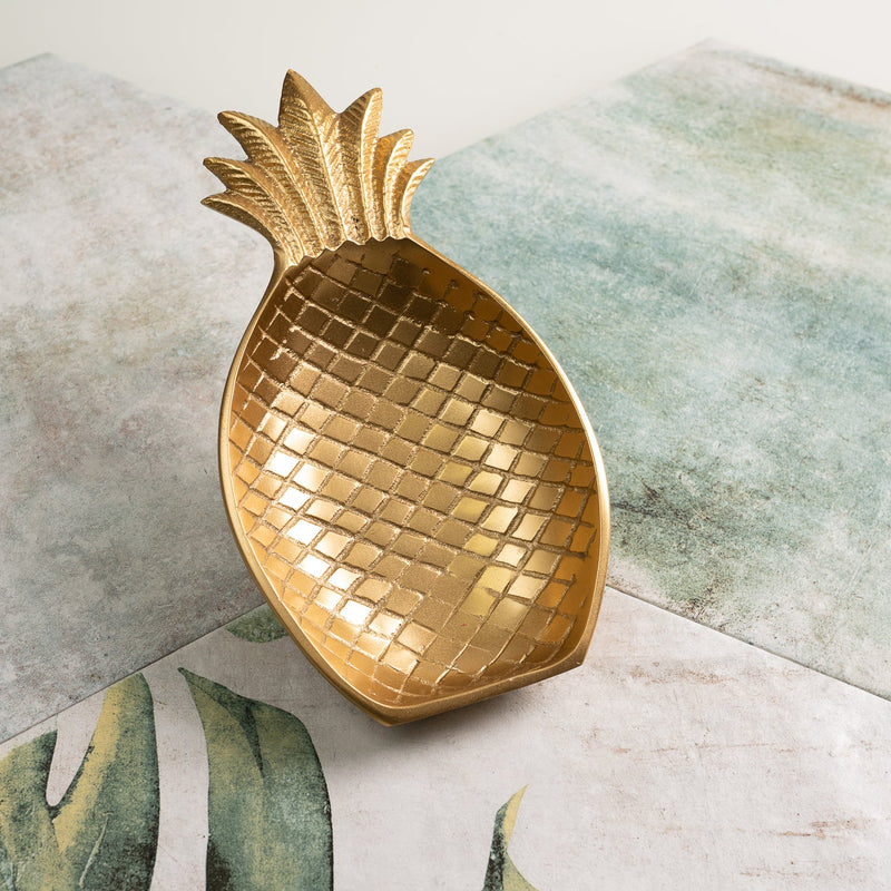 Design Shop Pineapple Brushed Gold Tone Aluminum Serving Bowl