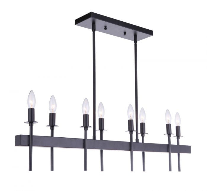 Craftmade Eight Light Island Pendant from the Larrson collection in Flat Black finish