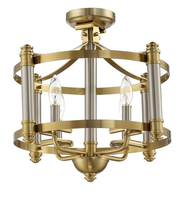 Craftmade Four Light Semi Flush Mount from the Stanza collection in Brushed Polished Nickel/Satin Brass finish