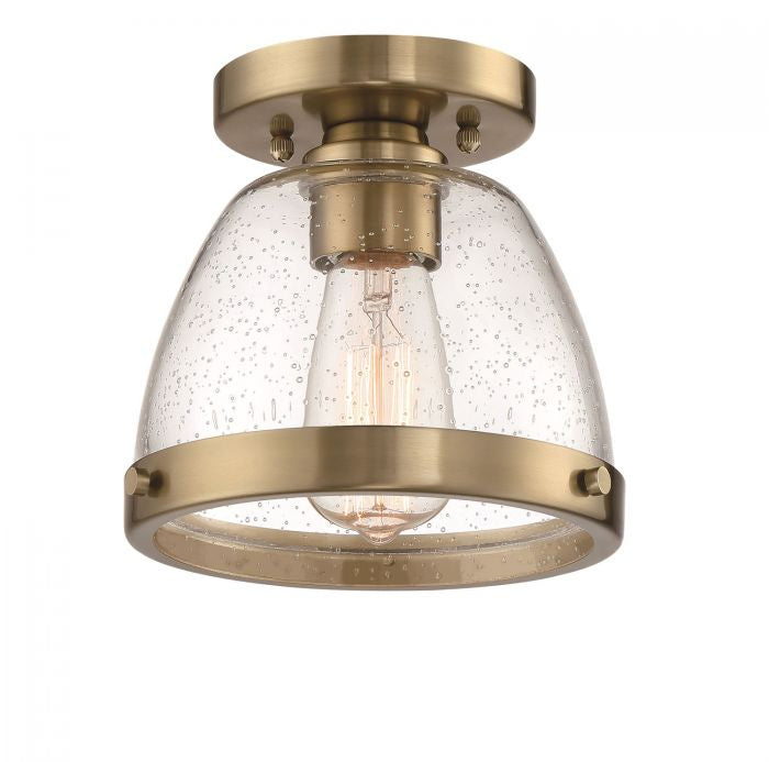 Craftmade One Light Flushmount from the Lodie collection in Satin Brass finish