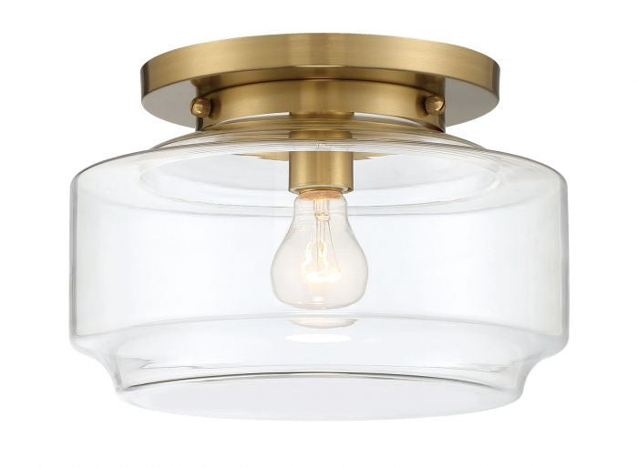 Craftmade One Light Flushmount from the Peri collection in Satin Brass finish
