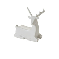 Design Shop White Minimal Deer Figurine Sitting, 7" X 7.25".