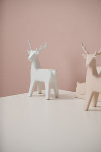 Design Shop White Minimal Deer Figurine Standing, 7.25" X 9.5"