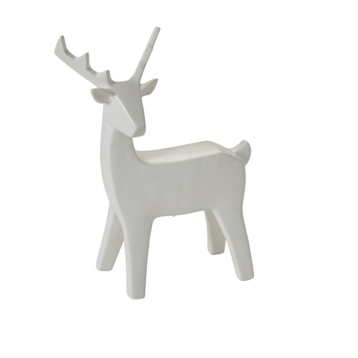 Design Shop White Minimal Deer Figurine Standing, 7.25" X 9.5"